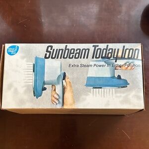 Vintage Sunbeam Today Iron in Blue and White Collectible In Original Box